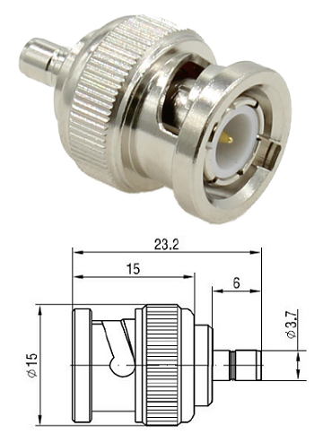 BNC Plug - SMB Jack (male pin) Adaptor