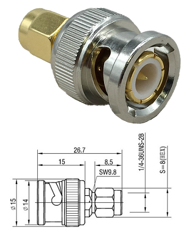 SMA Plug - BNC Plug Adaptor
