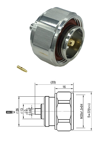 7/16 Solder Plug RG402 / 0.141 (Semi-Rigid)