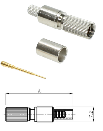  1.0/2.3 Crimp Plug RA7000, ST121, 0.6/2.8 (Push Screw)