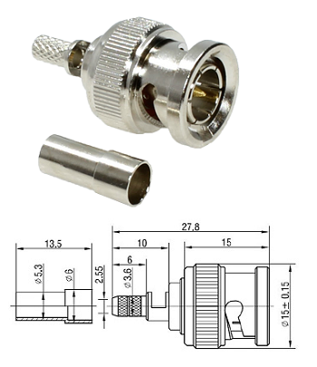 BNC Crimp Plug 2.5C-2V