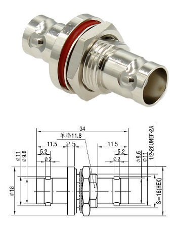 BNC Bulkhead Jack/Jack Adaptor 50 ohm