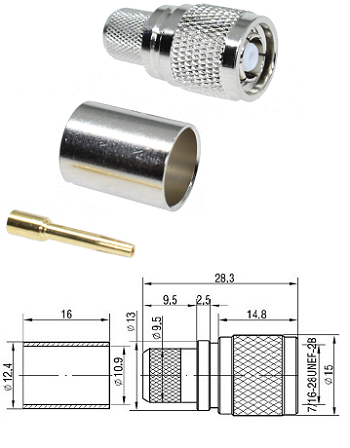 TNC RP Crimp Straight Plug LMR400 (solder pin)