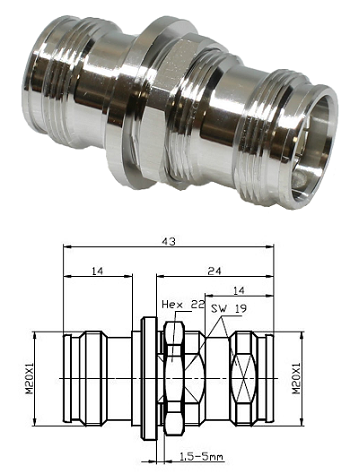 4.3/10 Bulkhead Jack/Jack Adaptor