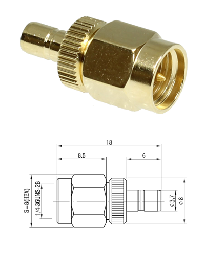 SMA Plug to SMB Jack