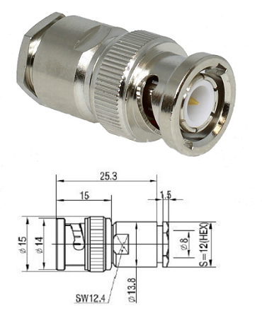 BNC Clamp Plug LMR300/5D-FB