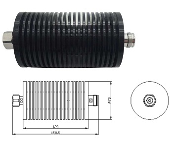 4.3/10 Attenuator 100W, DC-4GHz 4.3/10 Male to 4.3/10 Female