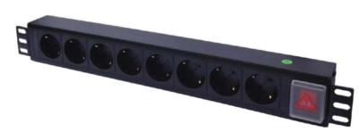 Horizontal 8-way Schuko PDU with Universal Schuko Plug