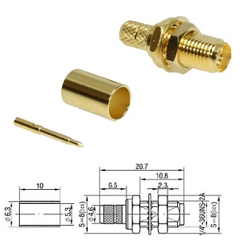 SMA-RP Bulkhead Crimp Jack RG58, LMR195