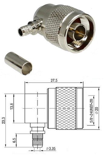 N Type Right-Angled Crimp Plug LMR200