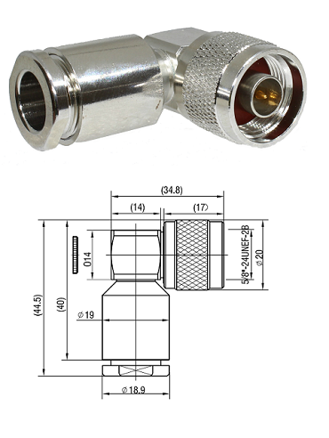 N Type Right-Angled Clamp Plug RG214