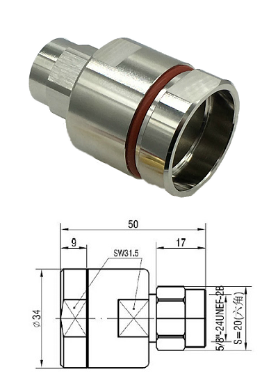 N Straight Plug 7/8" Cable