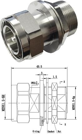 7/16 Adaptor Bulkhead M/F