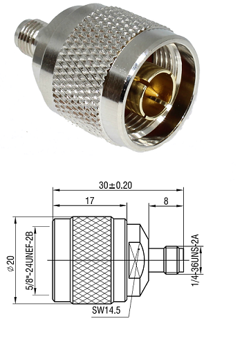 N Plug to SMA Jack Adaptor