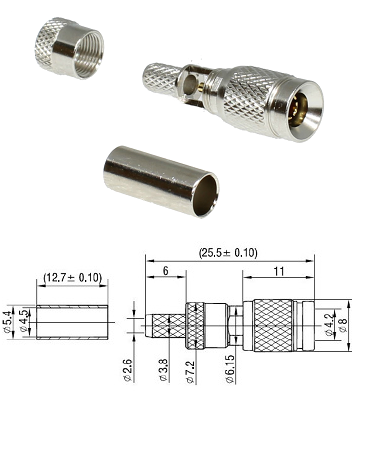 1.0/2.3 Crimp Plug Flex 3/75 (Solder Pin)