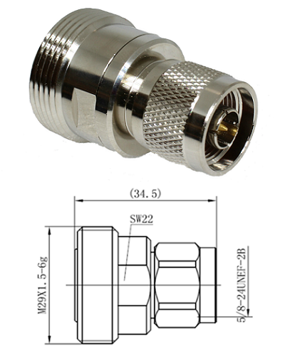 Adaptor 7/16 Female to N Male