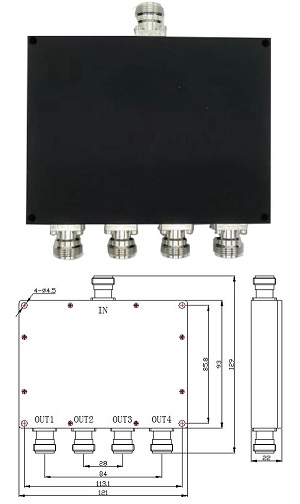 Power Splitter Low PIM (698-2700MHz 50W, N-Female 4-Way)