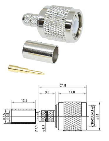 TNC Crimp Plug LMR240 (solder Pin)