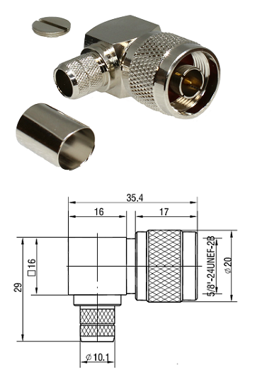 N Type Right-Angled Crimp Plug RG213