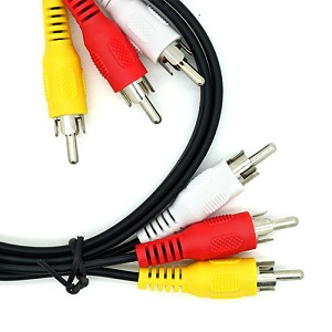 Video/Audio 3 x RCA Plug to Plug Black PVC Cable