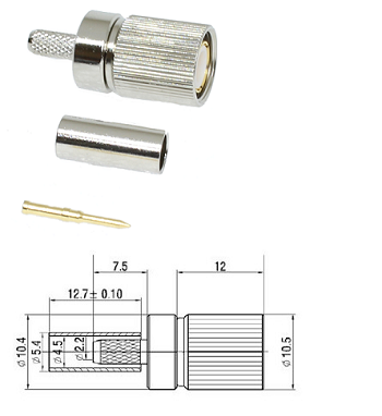 1.6/5.6 Crimp Plug BT3002, SYV-75-2-2 (Solder Pin)