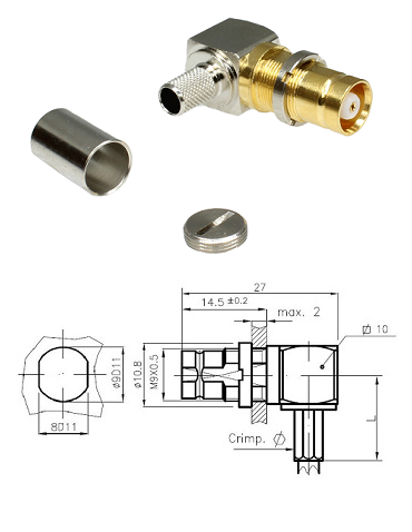 1.6/5.6 Right-Angled Bulkhead Jack BT2003