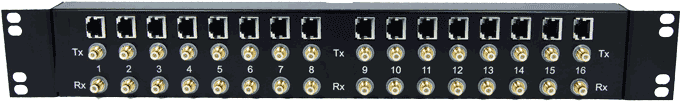 Type 43/RJ45 19” Balun Panel Front Mount 16E1