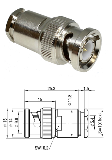 BNC Clamp Plug RG58