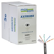 Cat5e Black U/UTP Maxxam XXtreme Outdoor 24AWG Solid Cable 305m Reelex Box