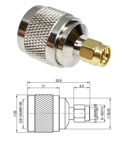 SMA Plug to N Type Plug Adaptor