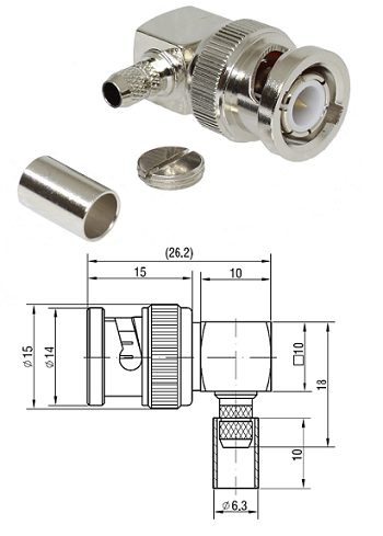 BNC Right-Angled Crimp Plug RG58