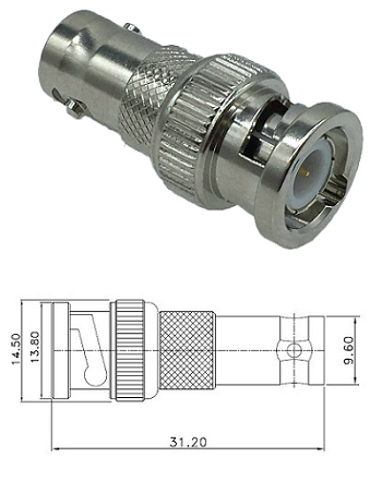 BNC Adaptor Jack/Plug 50 ohm