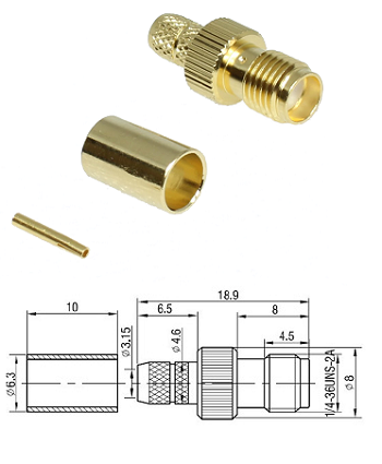 SMA Crimp Jack RG58, LMR195