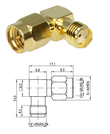 SMA Plug/Jack Right-Angled Adaptor