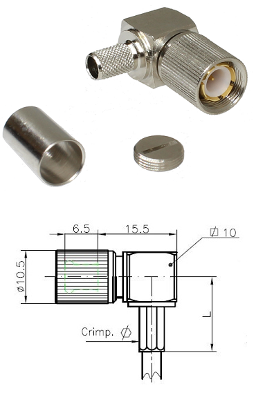 1.6/5.6 Right-Angled Crimp Plug BT2003
