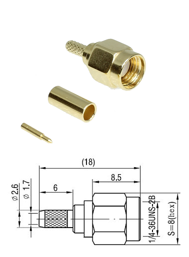 SMA Crimp Plug RG174