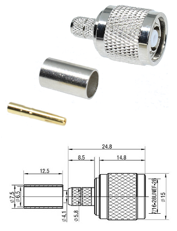 TNC RP Crimp Straight Plug LMR240 (solder pin)