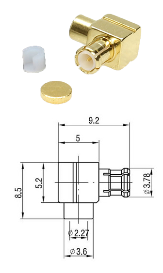 MCX Right-Angled Plug RG405, 0.85" Semi-Rigid