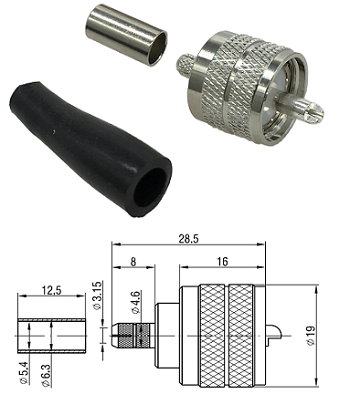 UHF Crimp Plug RG58 (Solder Pin)