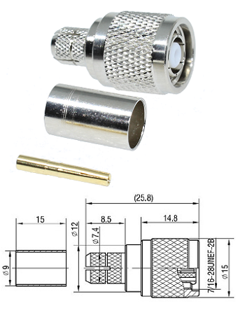 TNC RP Crimp Straight Plug LMR300 (solder pin)