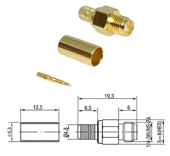 SMA-RP Crimp Jack LMR200