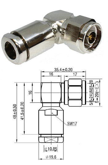 N Type Right-Angled Clamp Plug LMR400 (Easy-Fit)