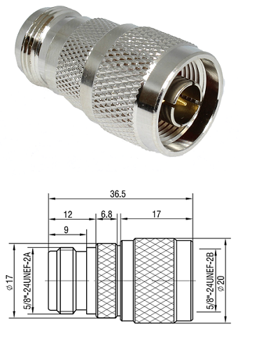 N Type Jack/Plug Straight Adaptor