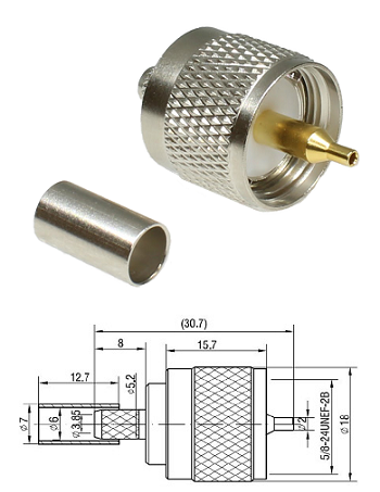 UHF Crimp Plug RG59 (Solder Pin)