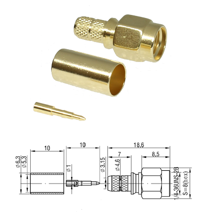 SMA Crimp Plug RG223