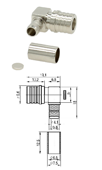 QMA Right-Angled Crimp Plug LMR240