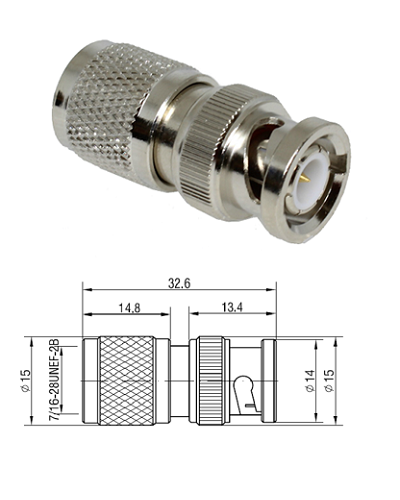 BNC Plug to TNC Plug Adaptor