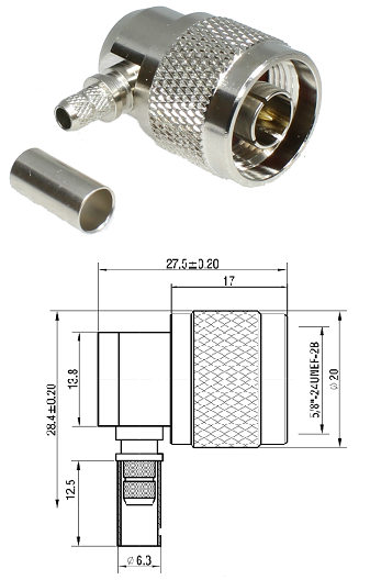 N Type Right-Angled Crimp Plug RG58