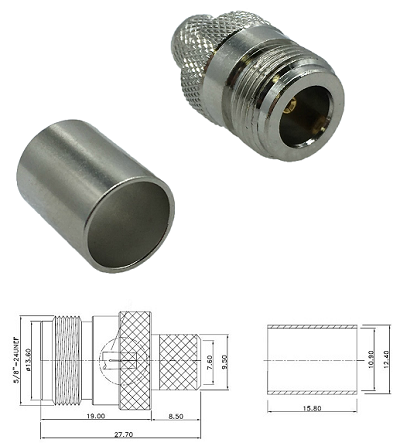 N Type Crimp Jack LMR400 (Easy-Fit)