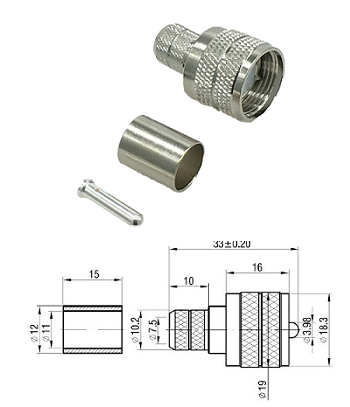 UHF Crimp Plug RG213 (Solder Pin)
